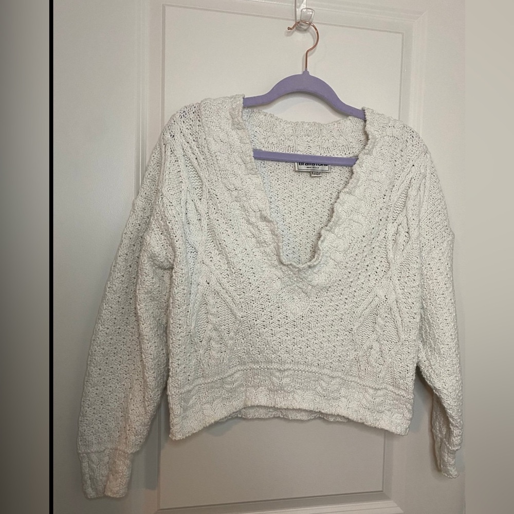Vintage made in USA Brainstorm white crochet braided knit sweater